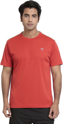 

Seven Solid Men's Round Neck Red T-Shirt, Fiery red