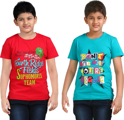 

FabTag - Dongli Boys Printed T Shirt(Red, Pack of 2, Combo color
