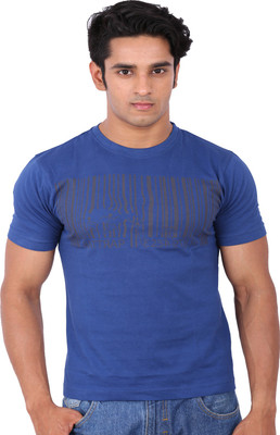 

Rat Trap Printed Men' Round Neck Blue T-Shirt, E blue