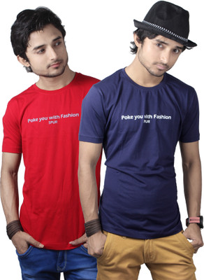 

Spur Printed Men's Round Neck Multicolor T-Shirt(Pack of 2, Marine;red