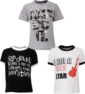 

Gkidz Boys Printed T Shirt(Multicolor, Pack of 3, Black