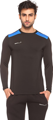 

Sport Sun Self Design Men' Round Neck Black T-Shirt