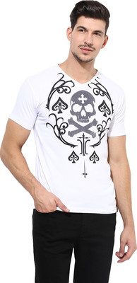 

PUNK Printed Men's V-neck White T-Shirt