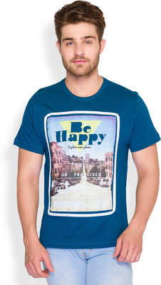 

Parx Printed Men's Round Neck Blue T-Shirt