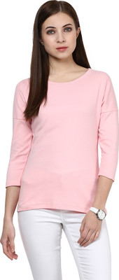 

Hypernation Solid Women' Round Neck Pink T-Shirt