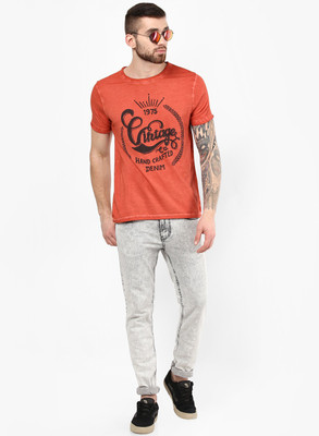 

Jack & Jones Graphic Print Men's Round Neck Orange T-Shirt, Baked apple