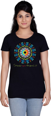 

Tantra Graphic Print Women's Round Neck Black T-Shirt