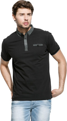 

Mufti Solid Men's Polo Neck Black T-Shirt