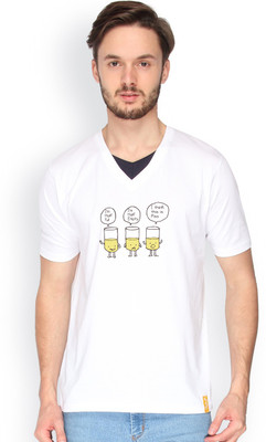 

Campus Sutra Solid Men V-neck White T-Shirt