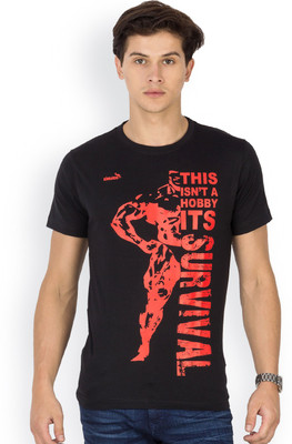 

Kingaroo Printed Men' Round Neck Black T-Shirt