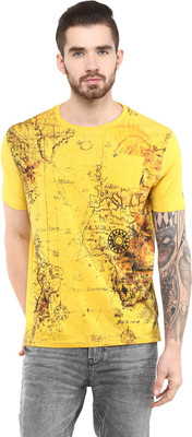 

Fritzberg Printed Men's Round Neck Yellow T-Shirt, Lemon chrome
