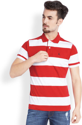 

Parx Striped Men's Polo Neck Red T-Shirt