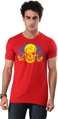 

Inkovy Graphic Print Men' Round Neck Red T-Shirt