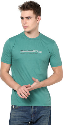 

Okane Printed Men's Round Neck Green T-Shirt, S.green