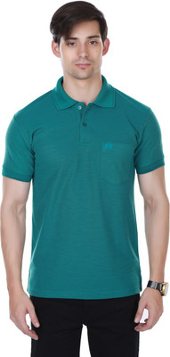 

Cotton County Premium Solid Men's Flap Collar Neck Green T-Shirt, Olive green