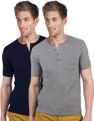 

Blackburne Inc Solid Men's Henley Dark Blue, Grey T-Shirt(Pack of 2, Navy;grey