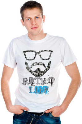 

6th Cross Graphic Print Men's Round Neck White T-Shirt