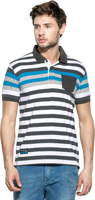 

Mufti Striped Men's Polo Neck Multicolor T-Shirt, Turq