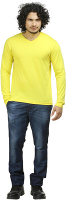 

Oviyon Solid Men's V-neck Yellow T-Shirt, Vibrant yellow
