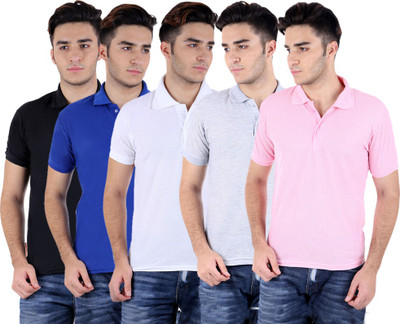 

Sanvi Traders Solid Men Polo Neck Multicolor T-Shirt(Pack of 5