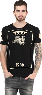 

PUNK Printed Men' Round Neck Black T-Shirt