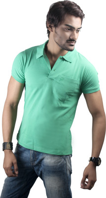 Spur Solid Men' Polo Neck Green T-Shirt, Sea green