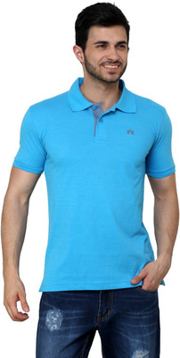 

Cotton County Premium Solid Men's Flap Collar Neck Blue T-Shirt
