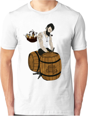 

Foscous Printed Men' Round Neck White T-Shirt