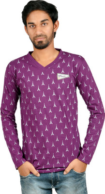 

Harsha Printed Men' V-neck Purple T-Shirt