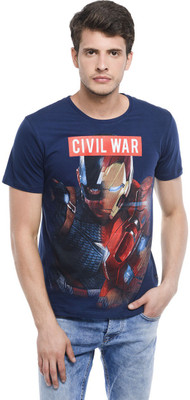 

Civil War Printed Men' Round Neck Blue T-Shirt, Dress blue