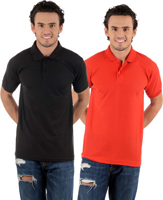 

Blaze Solid Men' Polo Neck Multicolor T-Shirt(Pack of 2, Black;red