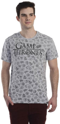 

Game of Thrones Printed Men's Round Neck Grey T-Shirt, Grey melange