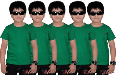 FabTag - dongli Boys Solid T Shirt(Dark Blue, Pack of 5)