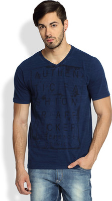

Difference of Opinion Printed Men's V-neck Blue T-Shirt
