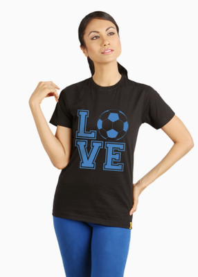 

Campus Sutra Printed Women's Round Neck Black T-Shirt