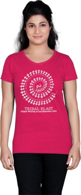 

Tantra Graphic Print Women's Round Neck Pink T-Shirt, Fuschia