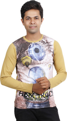 

JG FORCEMAN Printed Men's Round Neck Yellow T-Shirt