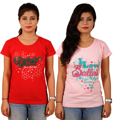 

Tryd Printed Women's Round Neck Multicolor T-Shirt(Pack of 2