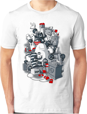 Foscous Printed Men's Round Neck White T-Shirt