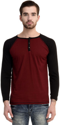

Mi Moda Solid Men's Round Neck Maroon, Black T-Shirt