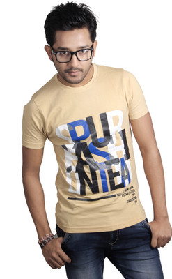 

Spur Printed Men's Round Neck Beige T-Shirt