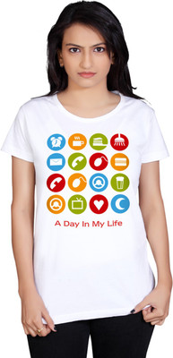

Tantra Graphic Print Women's Round Neck White T-Shirt