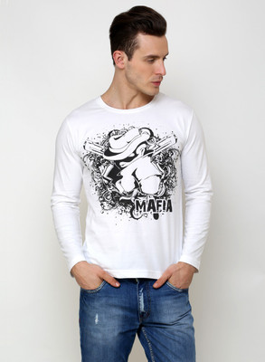 

Rigo Printed Men's Round Neck White T-Shirt