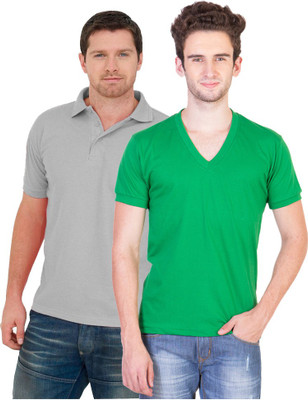 

Keepsake Solid Men's Polo Neck Grey, Green T-Shirt(Pack of 2, Green4
