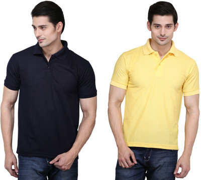 

Ilbies Solid Men's Polo Neck Multicolor T-Shirt(Pack of 2, Black - yellow