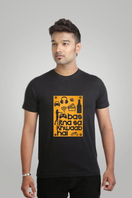 

Campus Sutra Printed Men Round Neck Black T-Shirt