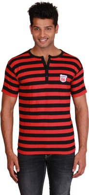 

Right Shape Striped Men's Henley Red, Black T-Shirt, Black;red