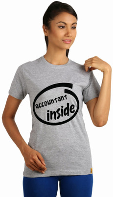 

Campus Sutra Printed Women' Round Neck Grey T-Shirt