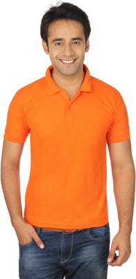 

Quetzal Solid Men's Polo Neck Orange T-Shirt