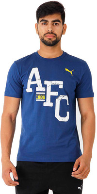 

Puma Graphic Print Men's Round Neck Blue T-Shirt, Estate blue